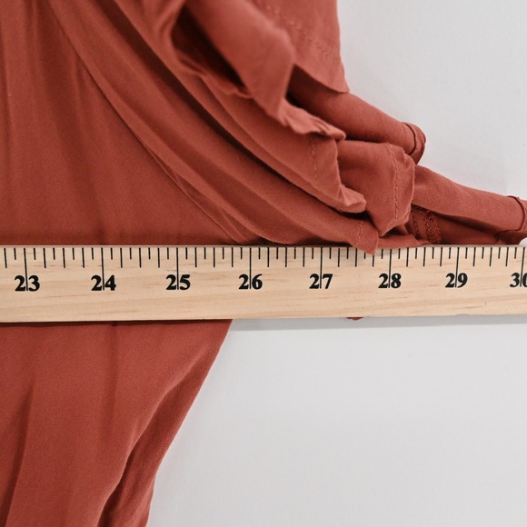 TORRID Dress Size 4X Challis Rust Embroidered Smocked Waist Flutter Short Sleeve - Picture 12 of 13